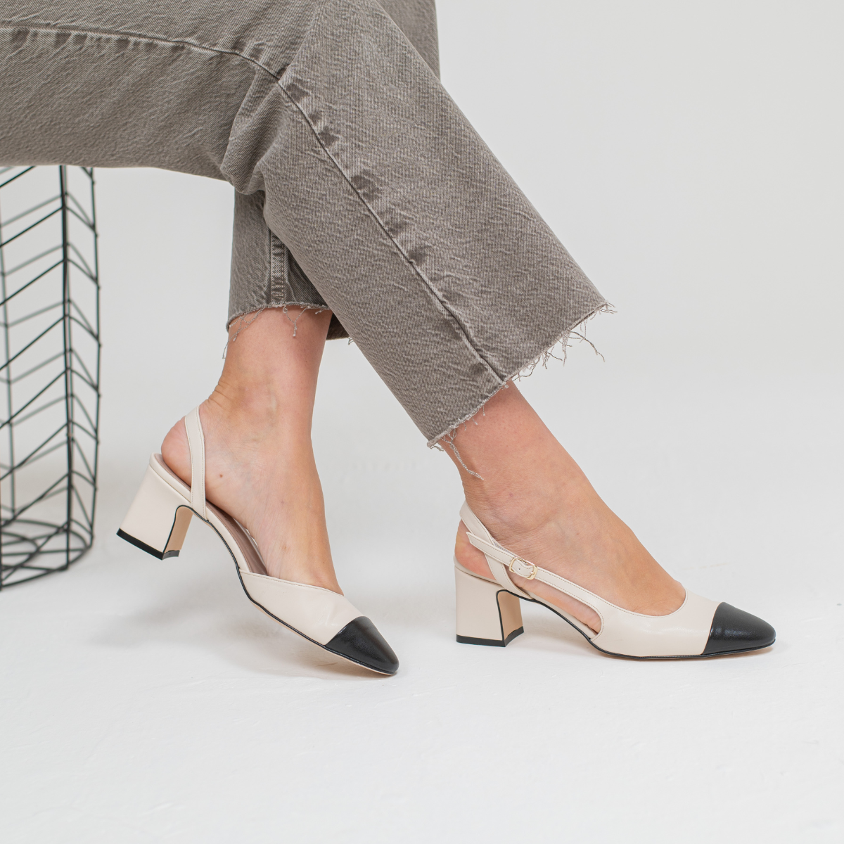 Chantal Slingback Cream and Black