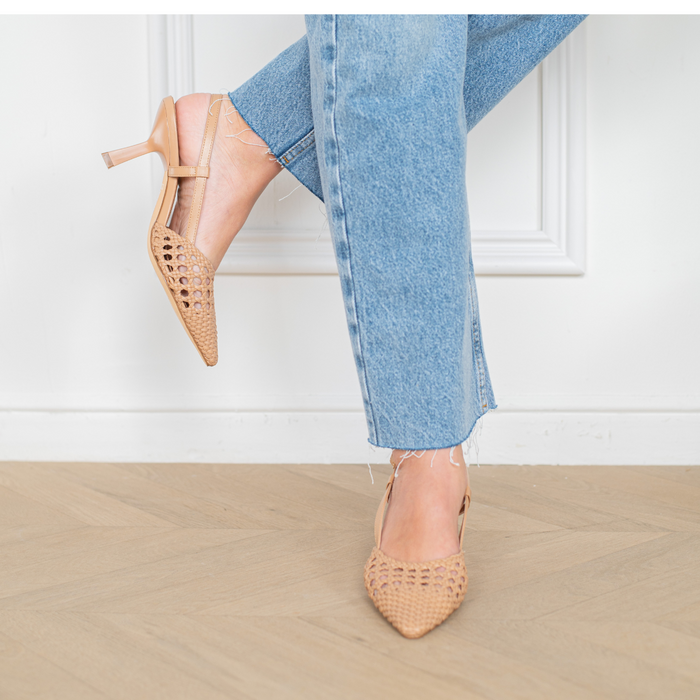 Sandra Slingback Braided Beige