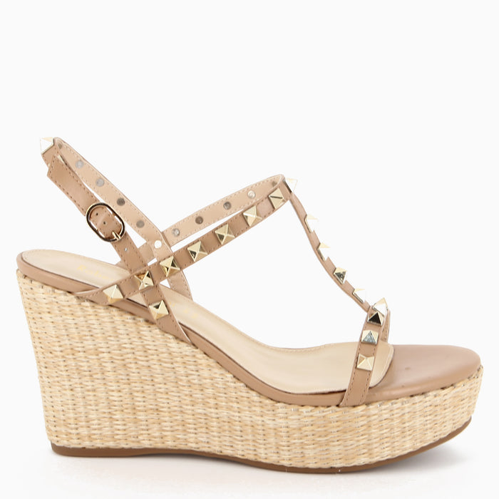 Beige Keilsandalette Pamela