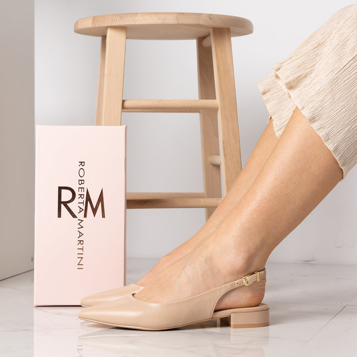 Noemi Dekolleté-Ballerina mit beigem Riemen