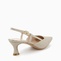 Slingback Ida Platinum Laminated Fabric