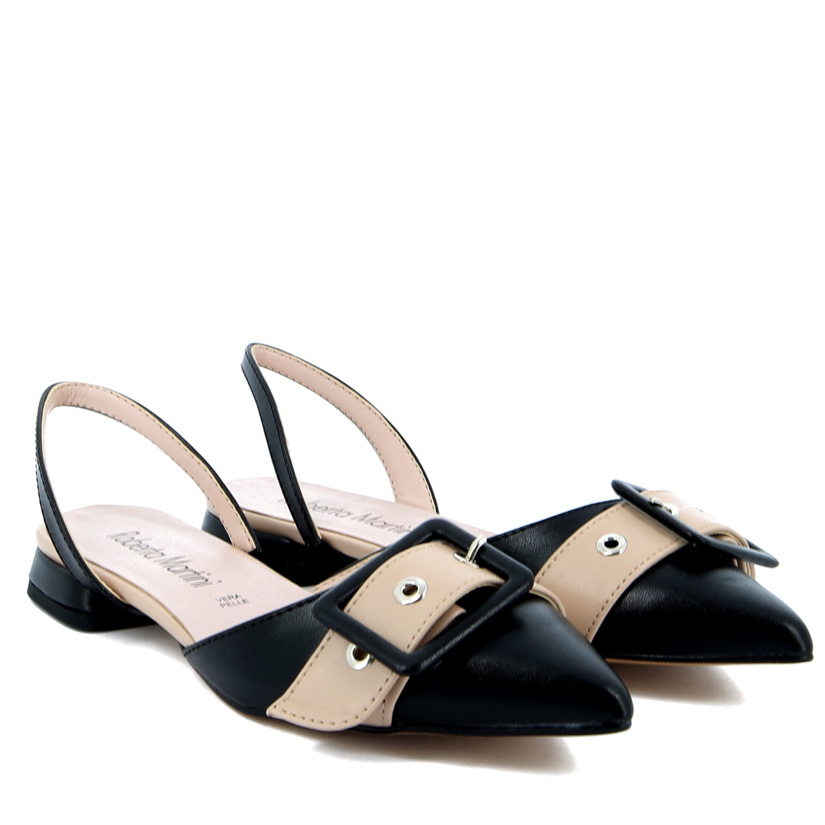 Roberta Martini Slingback Bassa Ada Nero Beige