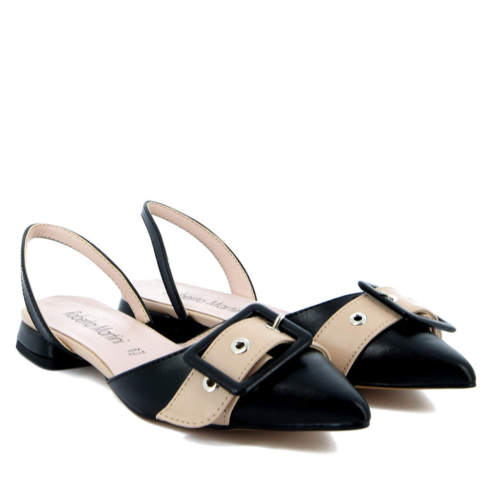 Roberta Martini Slingback Bassa Ada Nero Beige
