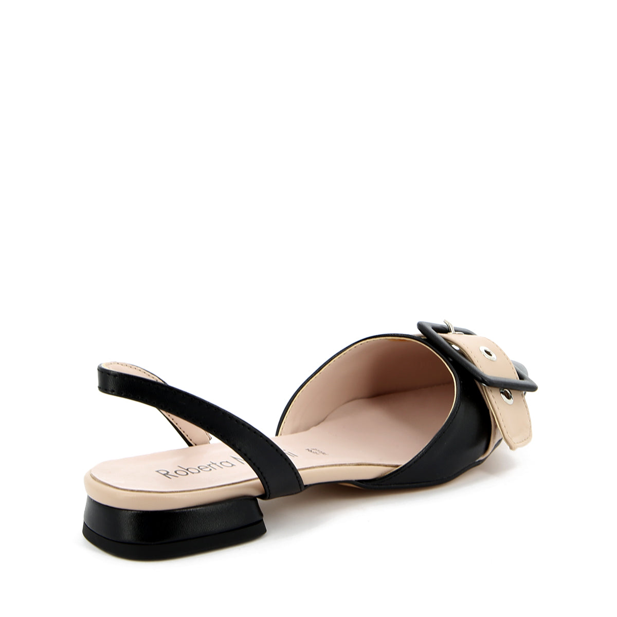 Ballerina Ada Décolleté con Cinturino Nero- Beige