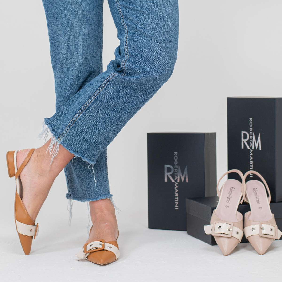 Ada Ballerina Slingback Brown Beige