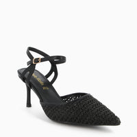 Oriana Slingback Black Woven Raffia