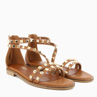 Jada Cuoio Sandalo con Borchie e chiusura con zip sul tallone