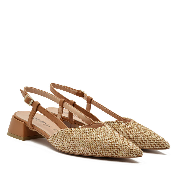 Francy Ballerina Slingback Raffia Hellbraun