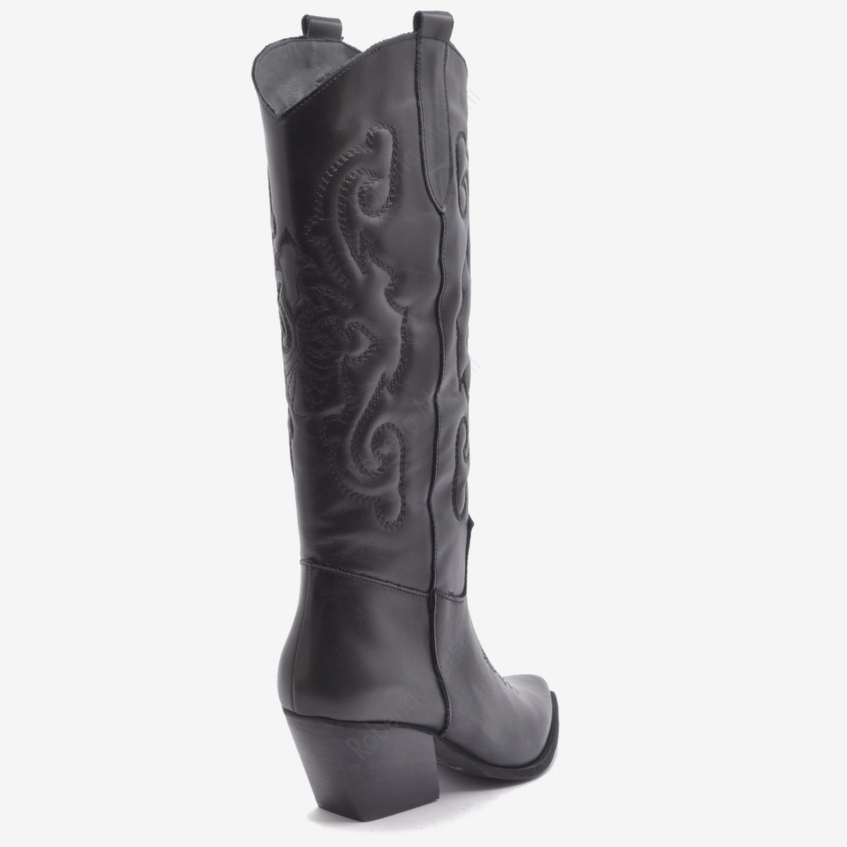 Shania Black Leather Texan Boot