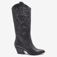 Shania Black Leather Texan Boot