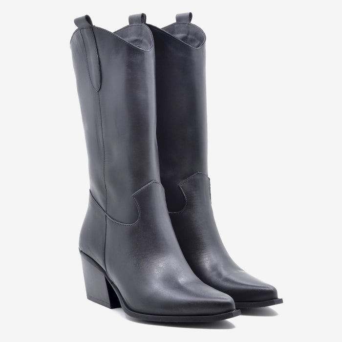 Stivale Texano Jenny Pelle Nero