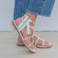 Athena White Studded Sandal
