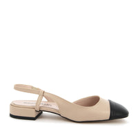 Ballerina Ines Décolleté con Cinturino Beige - nero