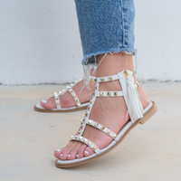 Athena White Studded Sandal