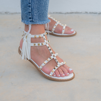 Athena White Studded Sandal