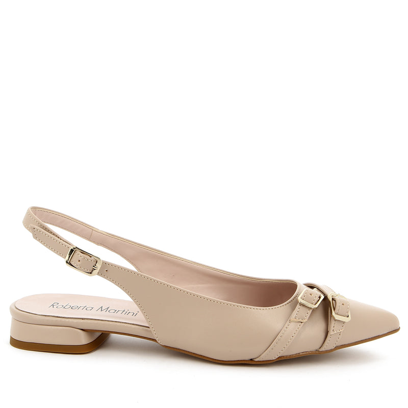 Ballerina Lea Décolleté con Cinturino Beige