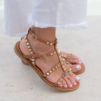 Allegra Tan Sandal with Studs