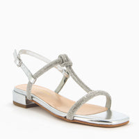 Ivana Silver Sandal with rhinestone straps