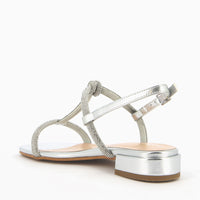 Ivana Silver Sandal with rhinestone straps