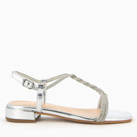 Maddy Argento Sandalo con Cinturini Strass