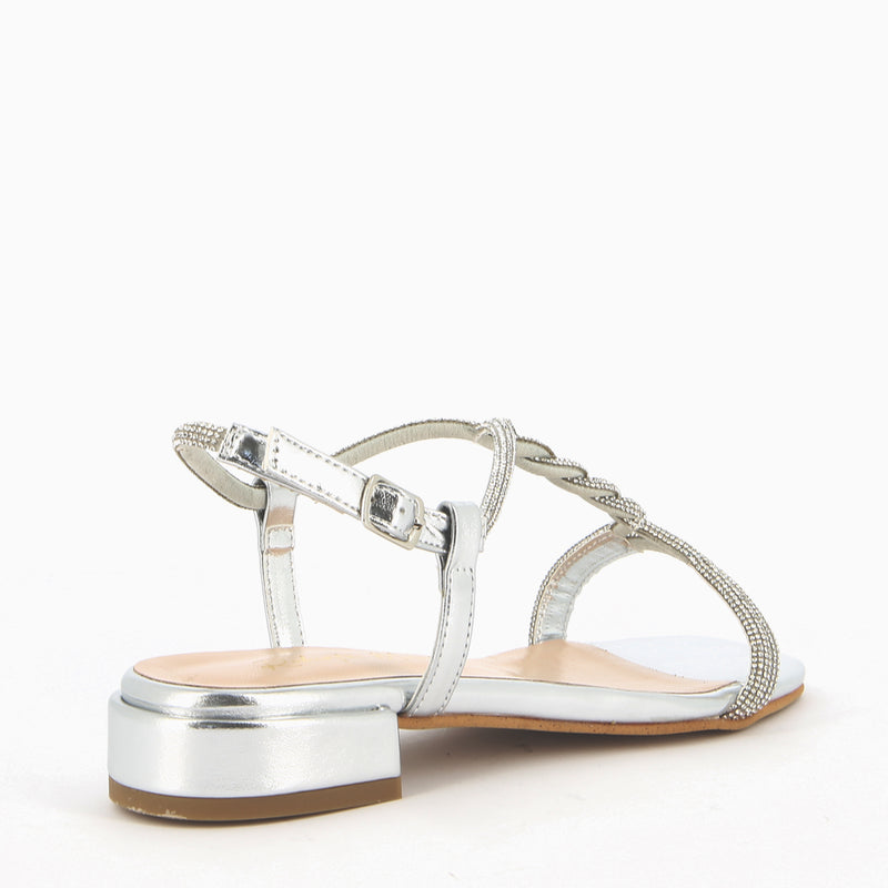 Maddy Argento Sandalo con Cinturini Strass