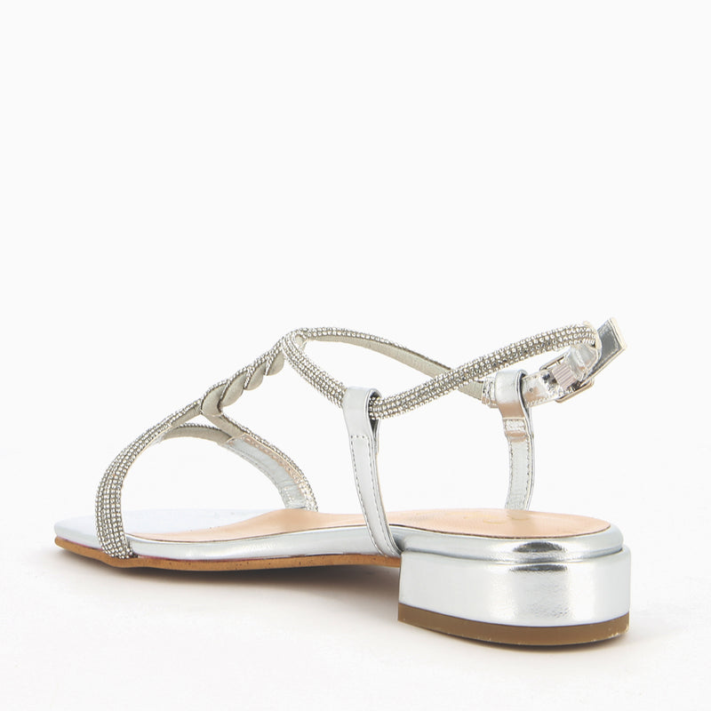 Maddy Argento Sandalo con Cinturini Strass