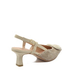 Flavia Slingback Pump with Beige Raffia Strap