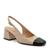 Décolleté Slingback Chiara con Cinturino Beige-Nero