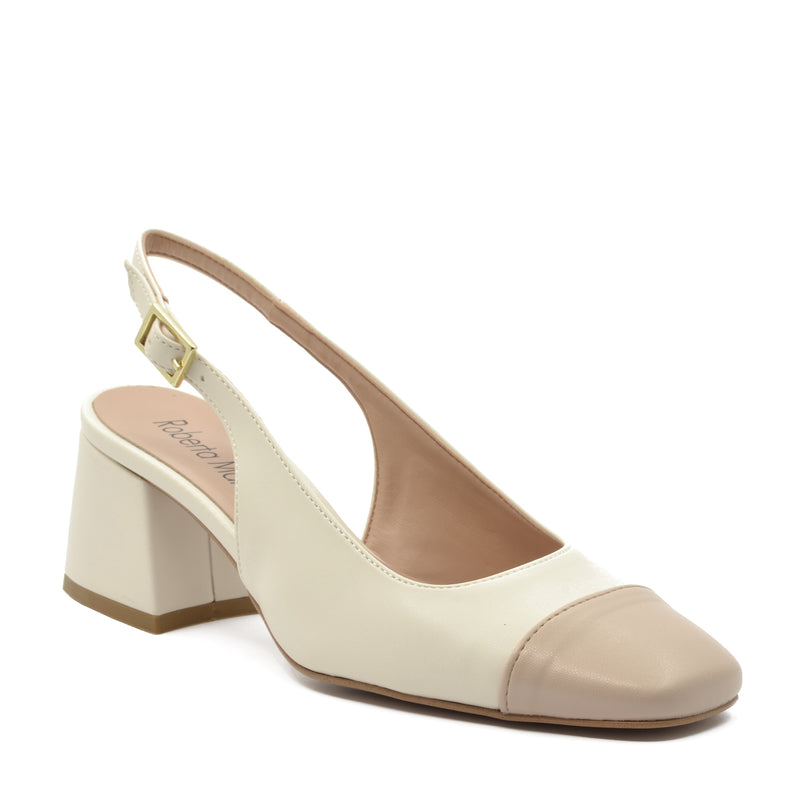 Décolleté Slingback Chiara con Cinturino Latte-Beige