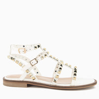 Allegra White Sandal with Studs