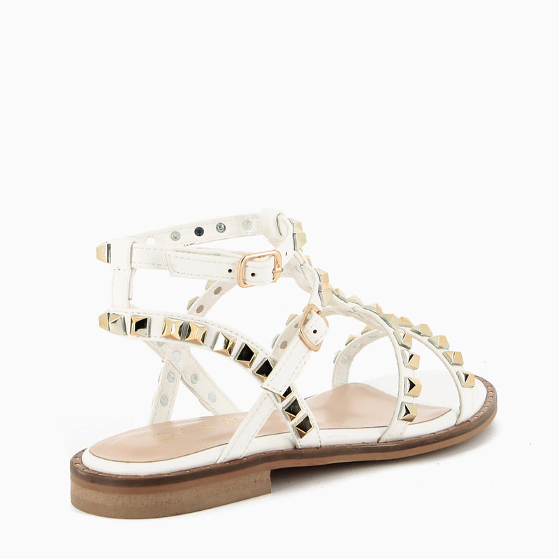 Allegra White Sandal with Studs