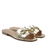 Positano flat sandal in gold laminate