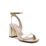 Ludovica sandal with platinum laminated strap