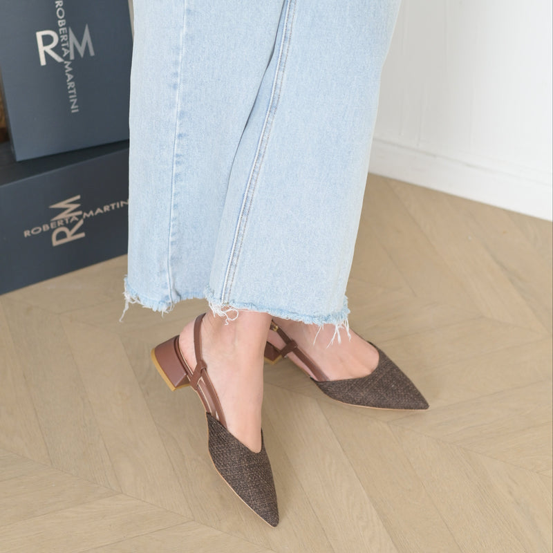 Francy Ballerina Slingback Raffia Hellbraun
