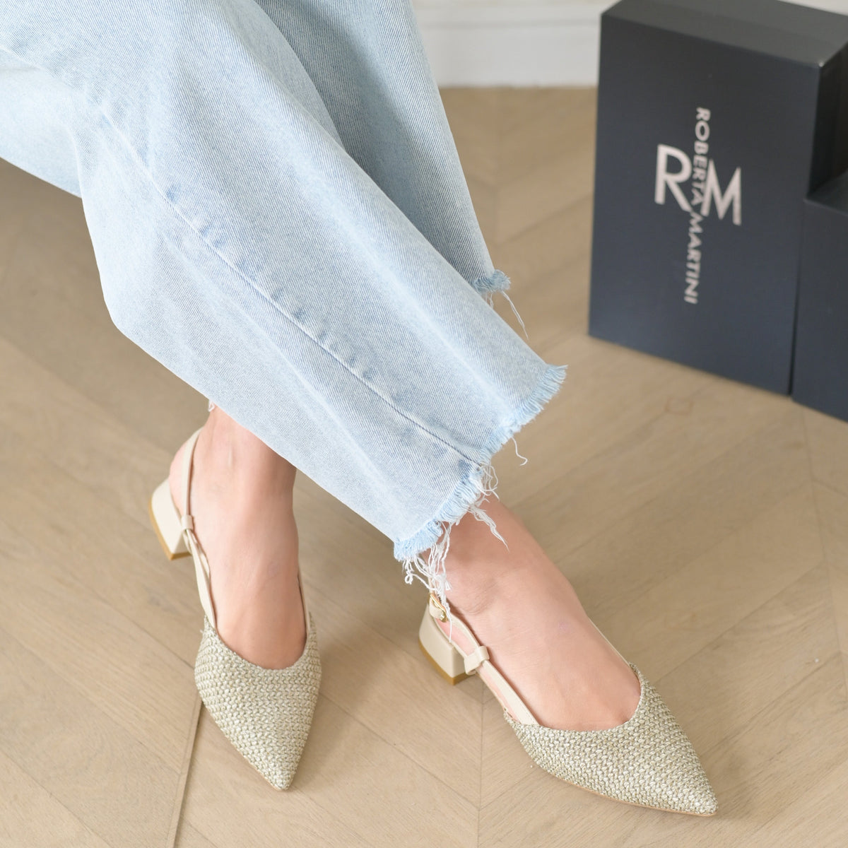 Francy Ballerina Slingback con Cinturino Rafia