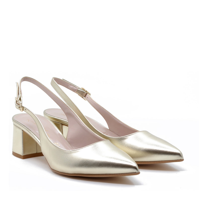 Décolleté Slingback con Cinturino Chris Laminato Oro