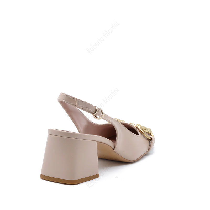 Décolleté Slingback Marty con Cinturino Beige