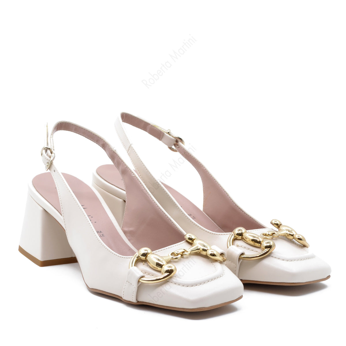 Décolleté Slingback Marty con Cinturino Latte