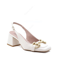 Décolleté Slingback Marty con Cinturino Latte