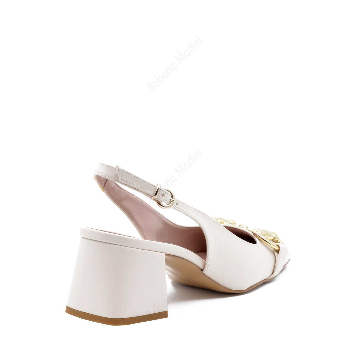 Décolleté Slingback Marty con Cinturino Latte