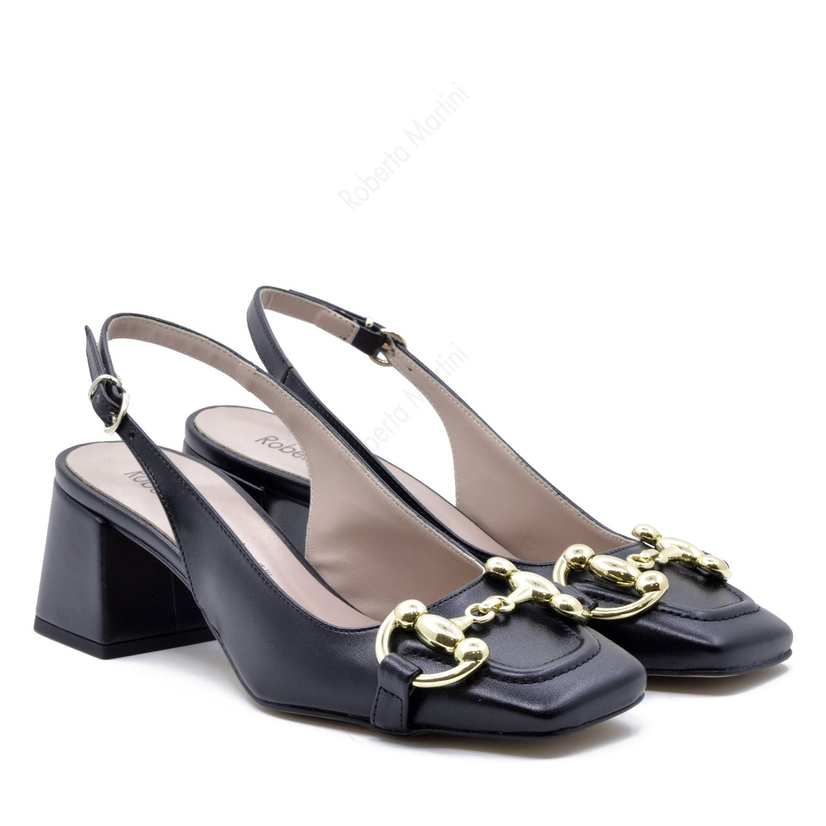 Décolleté Slingback Marty con Cinturino Nero