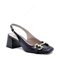 Décolleté Slingback Marty con Cinturino Nero