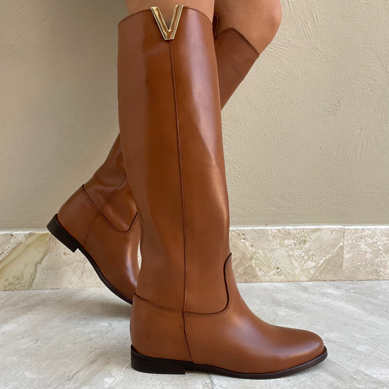 Elodie boot gold accessory Brushed leather Roberta Martini Official