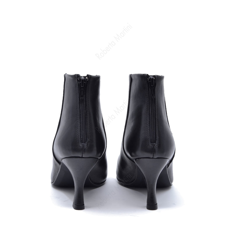 Unique Black Leather Ankle Boot